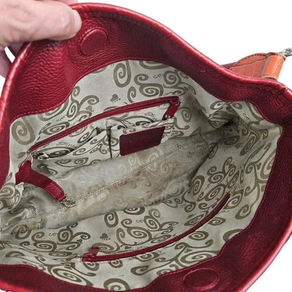 Brighton D962190 Red Canvas Heart Pattern Purse Handbag Shoulder Bag - Picture 4 of 9